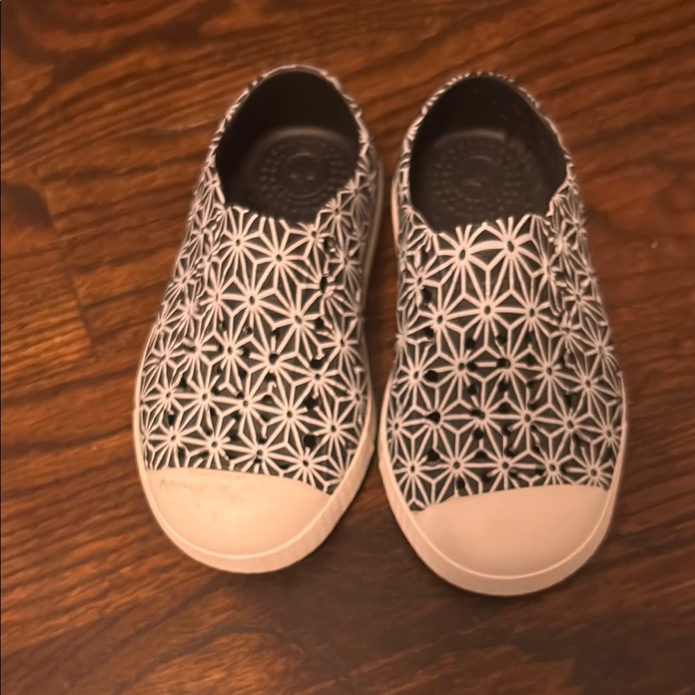 Native Shoes Black and White Graphic Sneakers